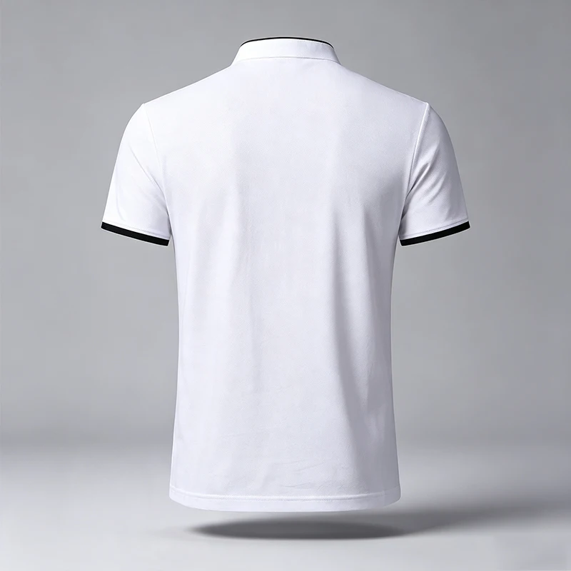 Herren-Freizeit-Polohemd mit Mandarin-Kragen, kurzen Ärmeln und Brusttasche, ideal für Spaziergänge im Freien, Wochenendausflüge, Freizeitaktivitäten und gesellschaftliche Anlässe. – Detail 8