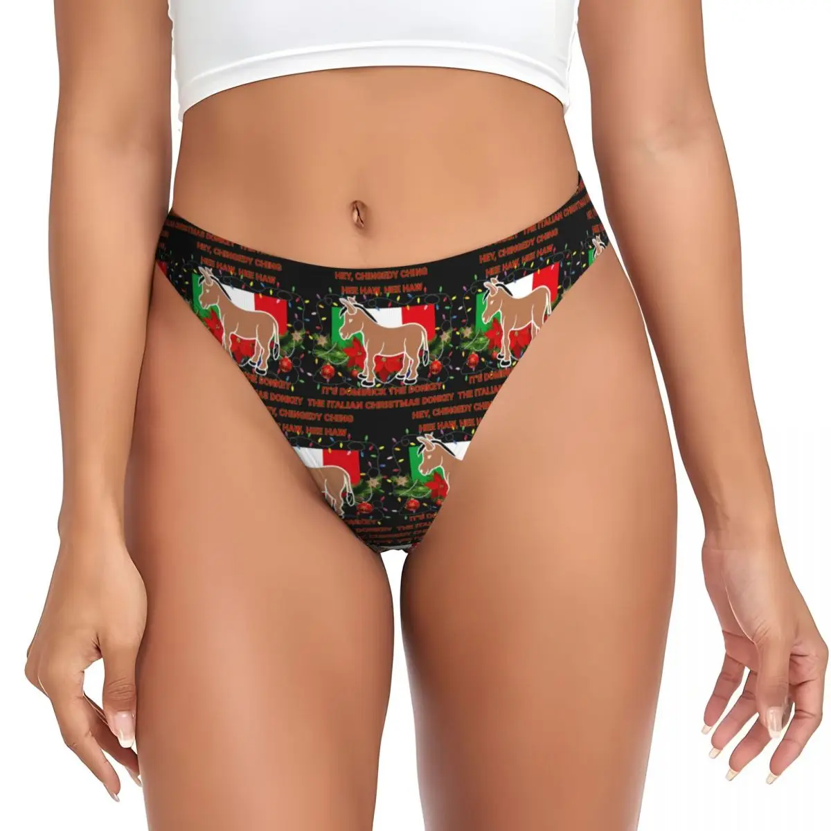 calcinhas-g-string-personalizadas-dominick-the-italian-christmas-donkey-respiraveis-elasticas-confortaveis-para-mulheres