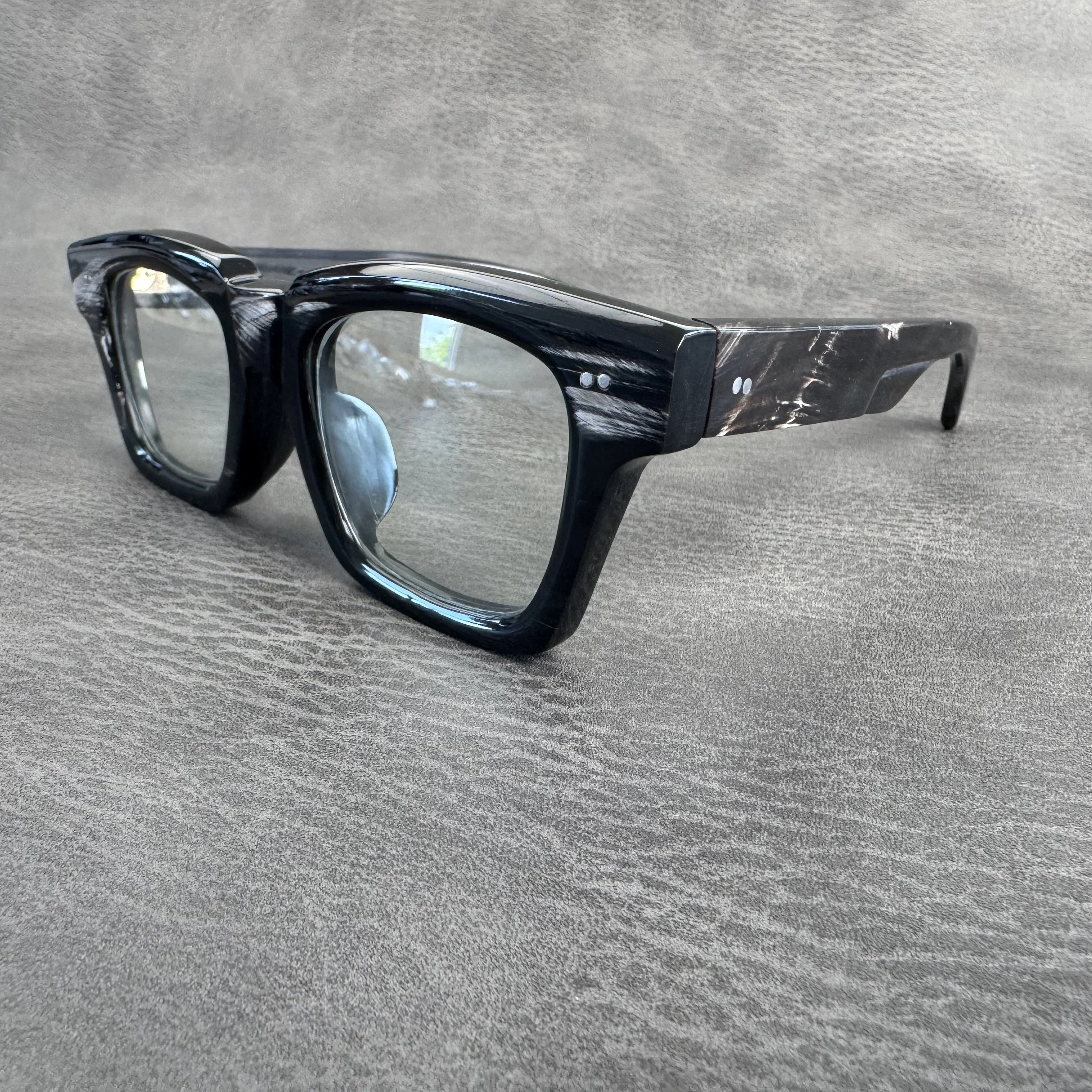 

Eeyglass Frames Square Thick Vintage Stripes Handmade Buffalo Horn Prescription Eyeglasses Optical Lens Men's Glasses Frames