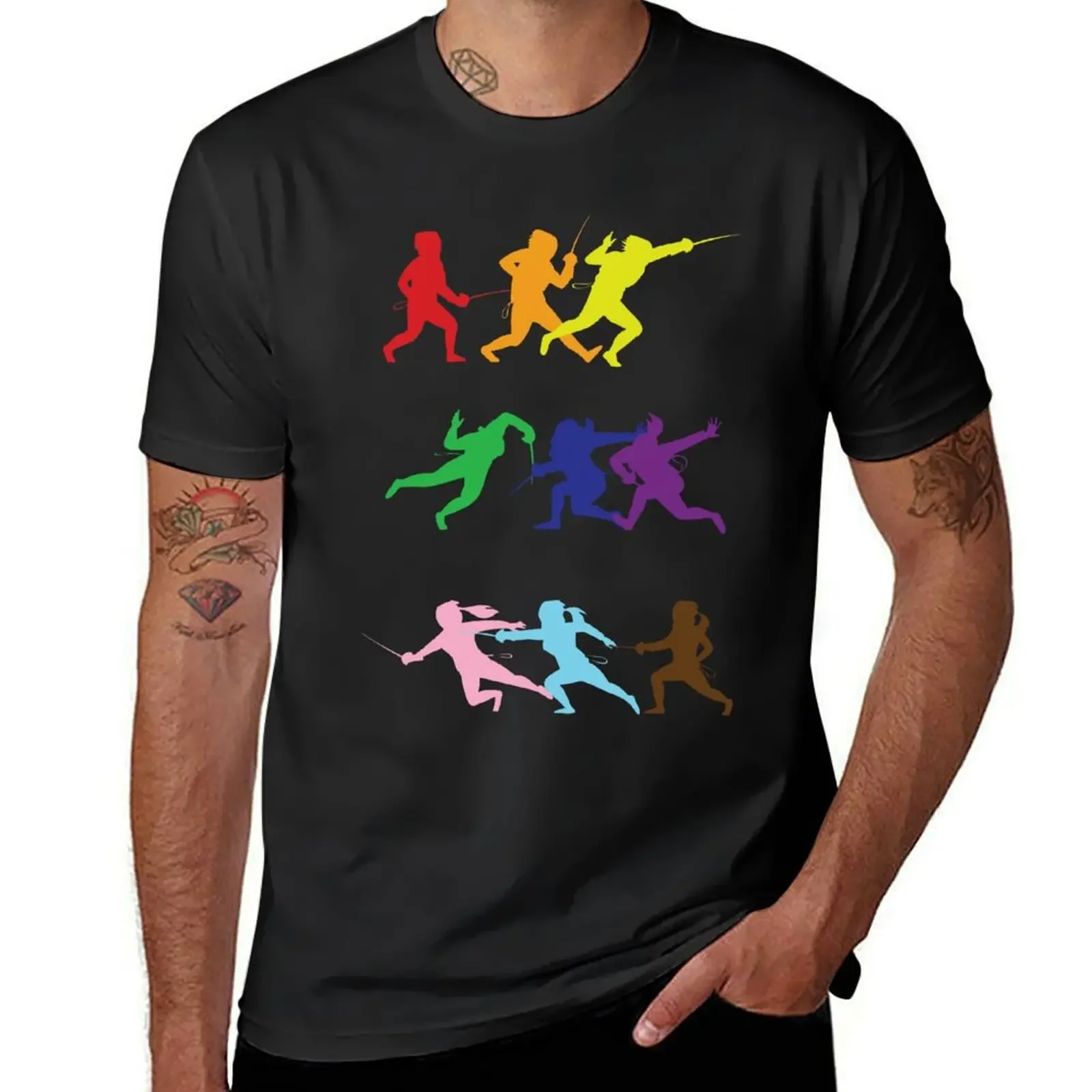 Rainbow fencing T-Shirt cute tops heavyweights Men's t-shirt