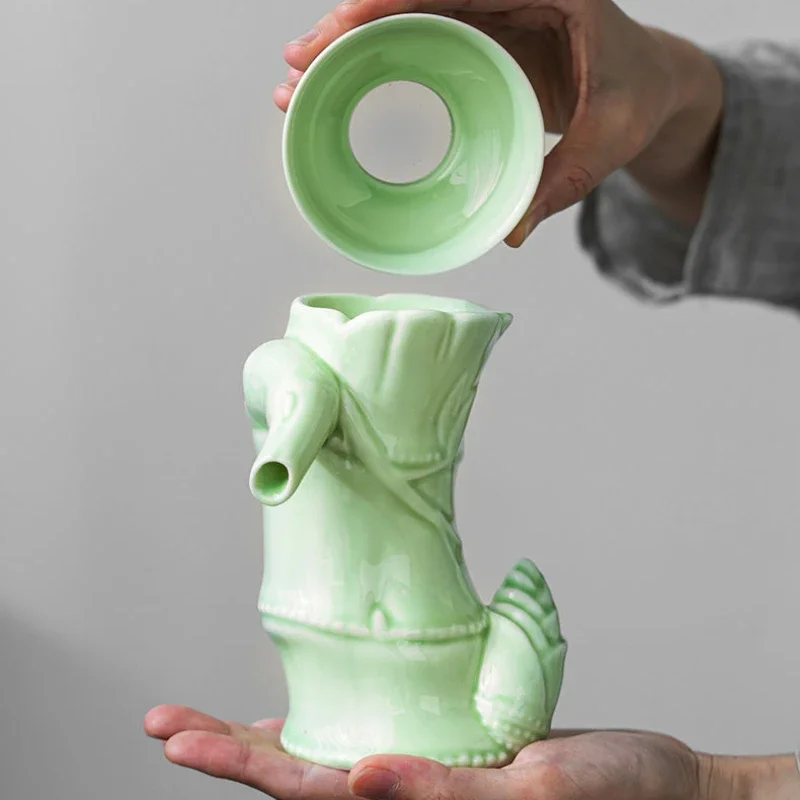 Personalized Bamboo Integrated Tea Filter Household Celadon Creative Kung Fu Accessories Tea Leak Home or Office Products 4