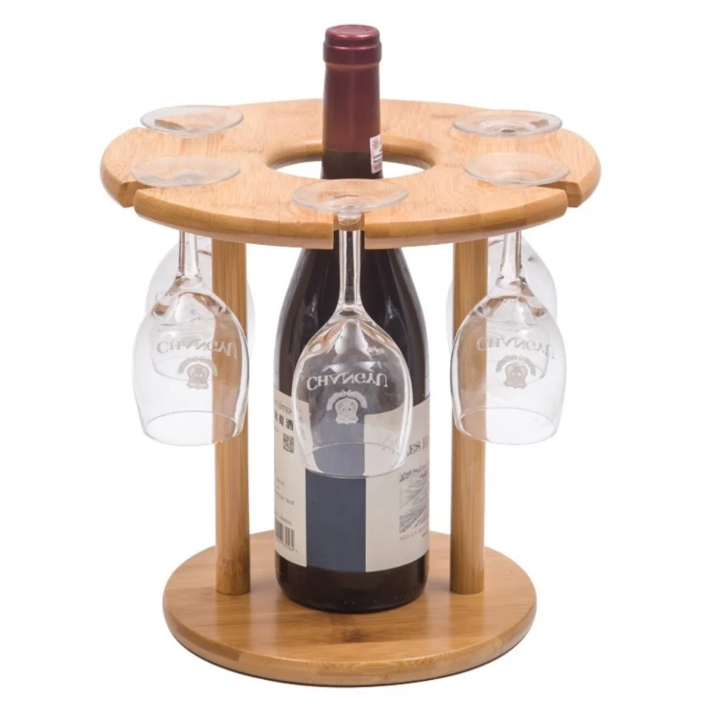 

Creative Bamboo Cup Bottle Holders Multifunction Upside-Down Wine Glass Stand Wine Glass Storage Home Bar