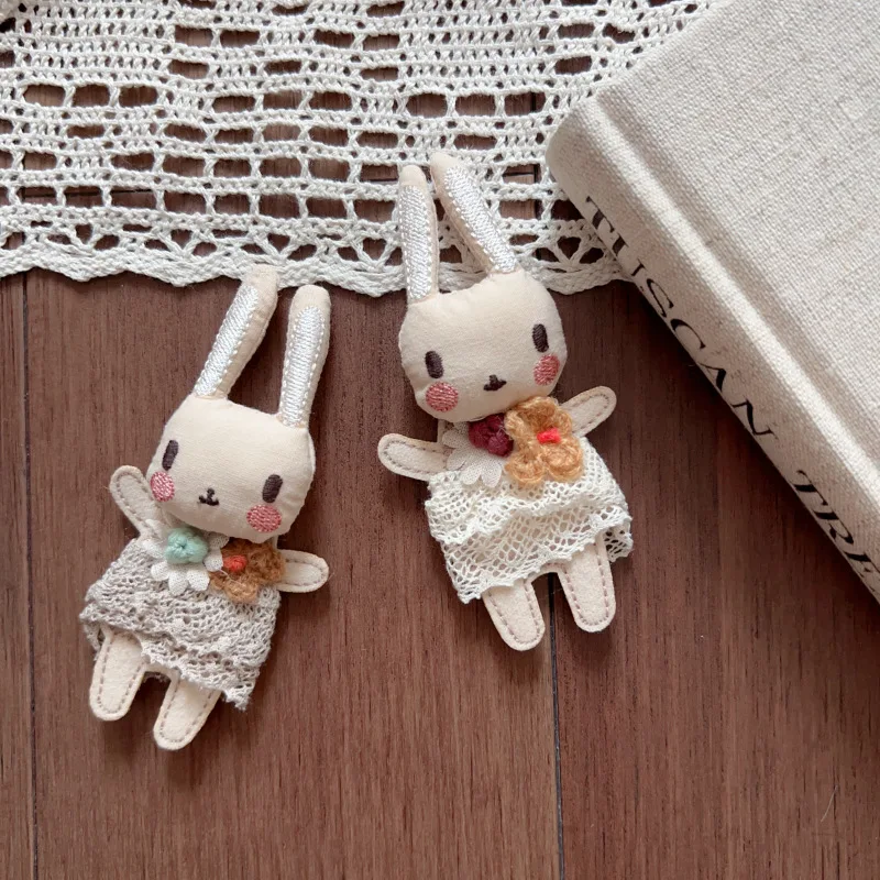 Handmade Lace Bunny Bear Brooch Hair Accessory DIY 3D Rabbit Craft for Infant Shoes Socks Hat Clothing Decoration High Quality
