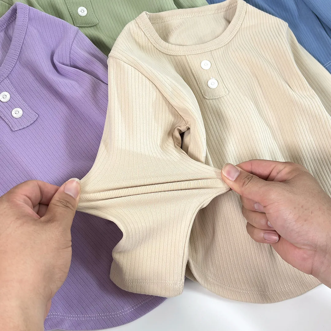 1 to 6 Years Baby Knitted Shirt Spring Autumn Wear Clothes Children's Round Neck Base Shirt Long Sleeve Boys Girls Baby Tops