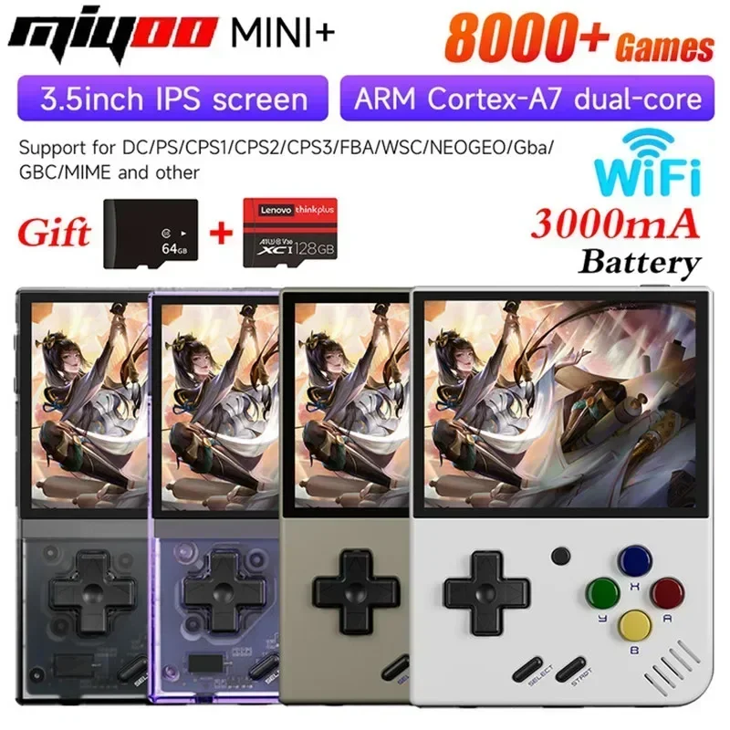 

Miyoo Mini Plus Mini Game Console 3.5Inch IPS Screen WiFi Video Game Console 3000mAh Birthday Christmas Gifts for Adults Kids