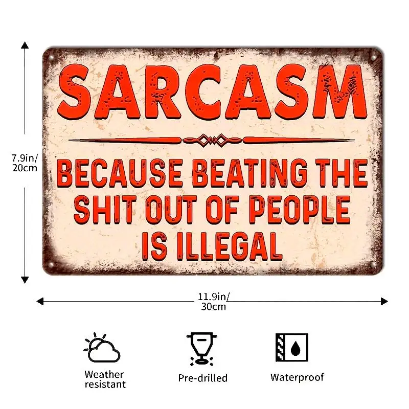 Printing, Sarcastic Metal Retro Signs Because Hitting Is Illegal Funny Posters Suitable for Outdoor Wall Decoration Street Yard