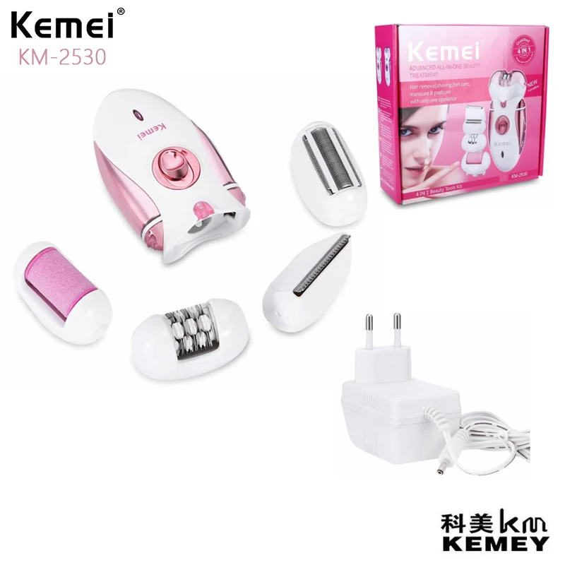 

Kemei KM-2530 Lady Body Scraping Shaver Female Waterproof Razor Hair Shaver Epilater and Callous Remover 4 In 1 T9 Tondeuse