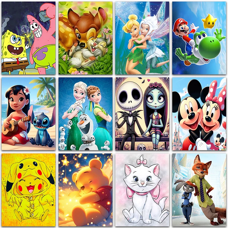 Disney Diamond Painting lilo and stitch Pokemon Pikachu Super Mario Home Decor Full Square&Round embroidery mosaic Cross stitch