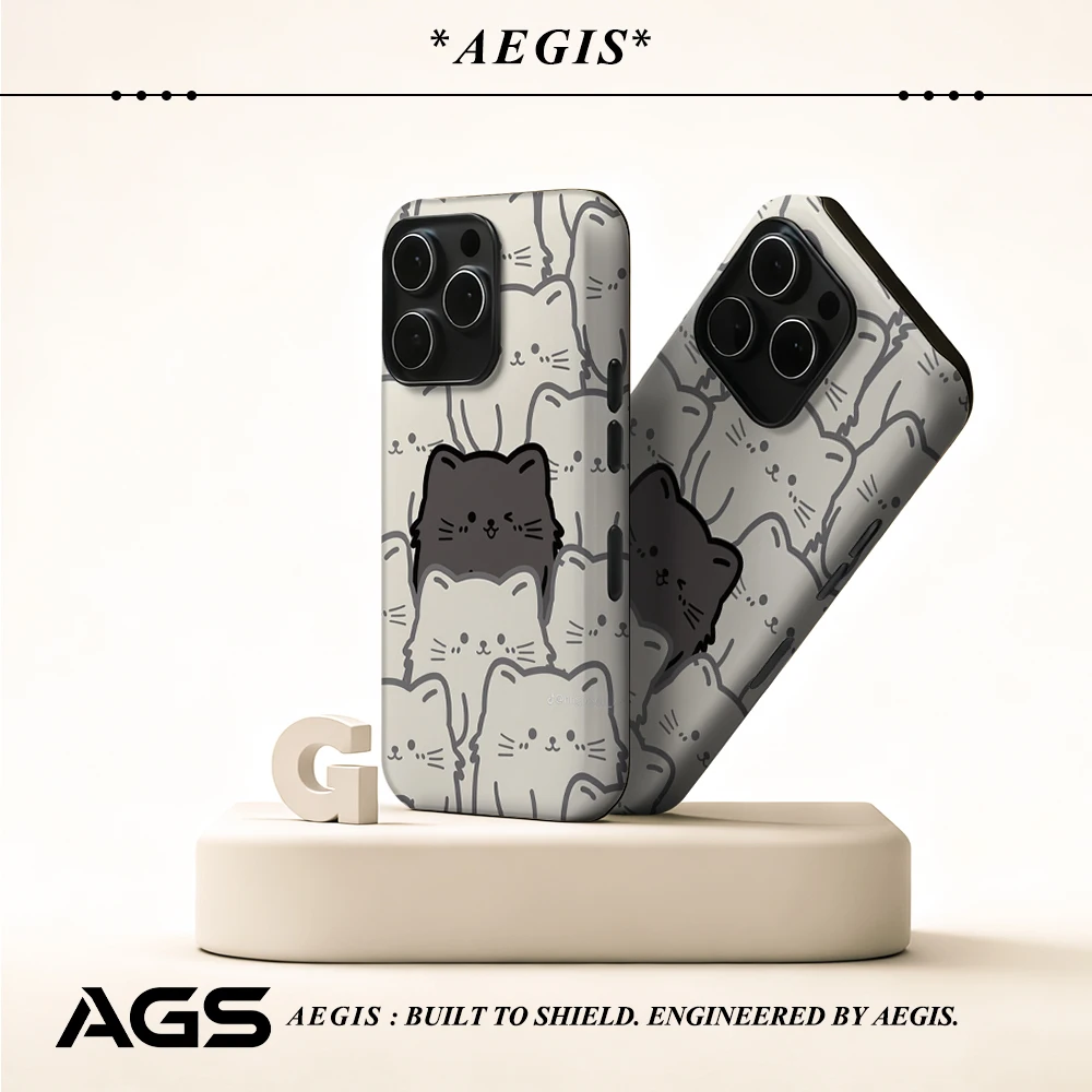 Graue Katzen-Handyhülle für magnetische Handyhülle für iPhone 17 16 15 14 13 Pro Max Plus, einzelne doppelschichtige robuste Hülle