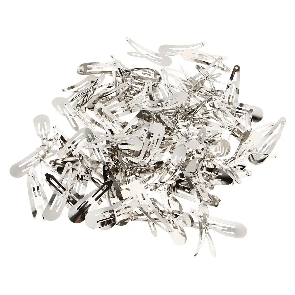 Blank Silver Snap Hair Clips Metal Barrettes 100 Pack DIY Hair Maker Ornaments for Baby Girls Headdress