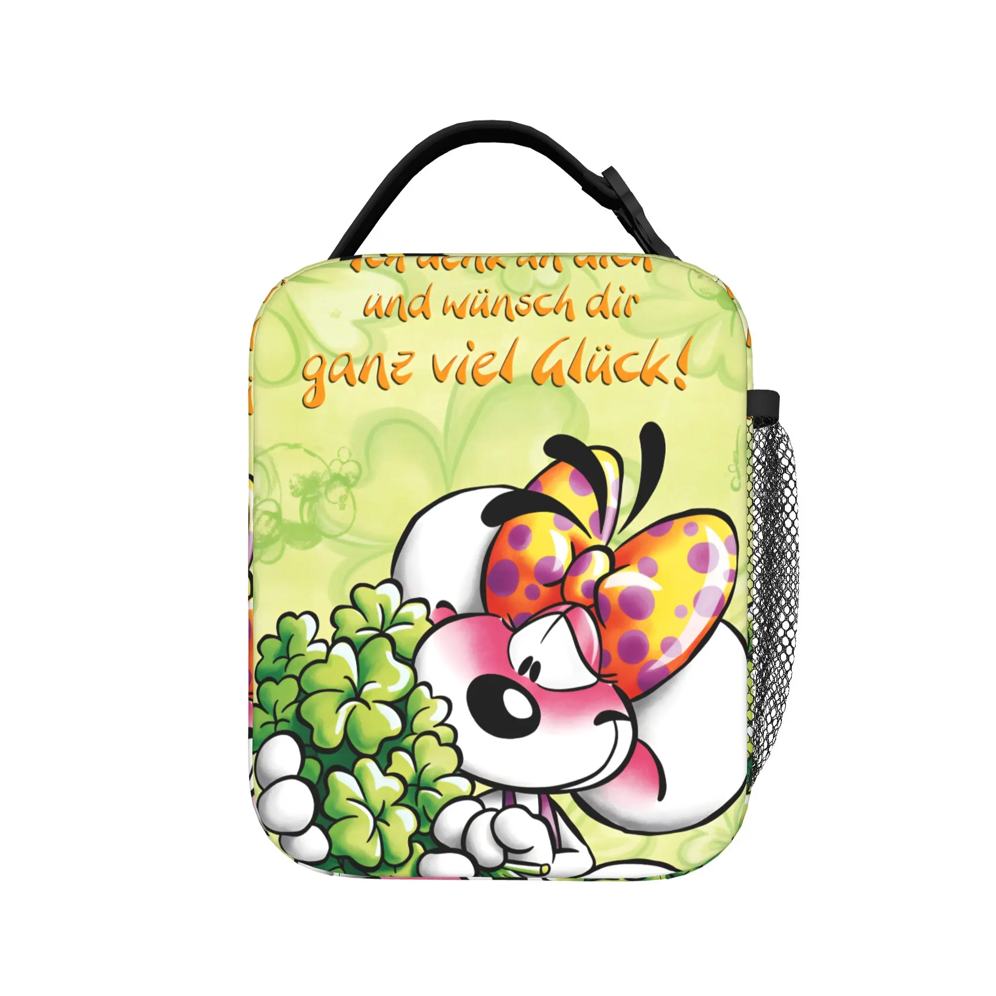 

Diddl Hold The Flowers Lunch Bag Vintage Lunch Box For Women Picnic Portable Zipper Cooler Bag Oxford Print Tote Food Bags