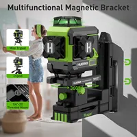 Huepar 4D 16 Lines Cross Line Laser Level Z04CG LCD Screen Bluetooth & Remote Control Osram Green Beam With 2x Li-ion Batteries