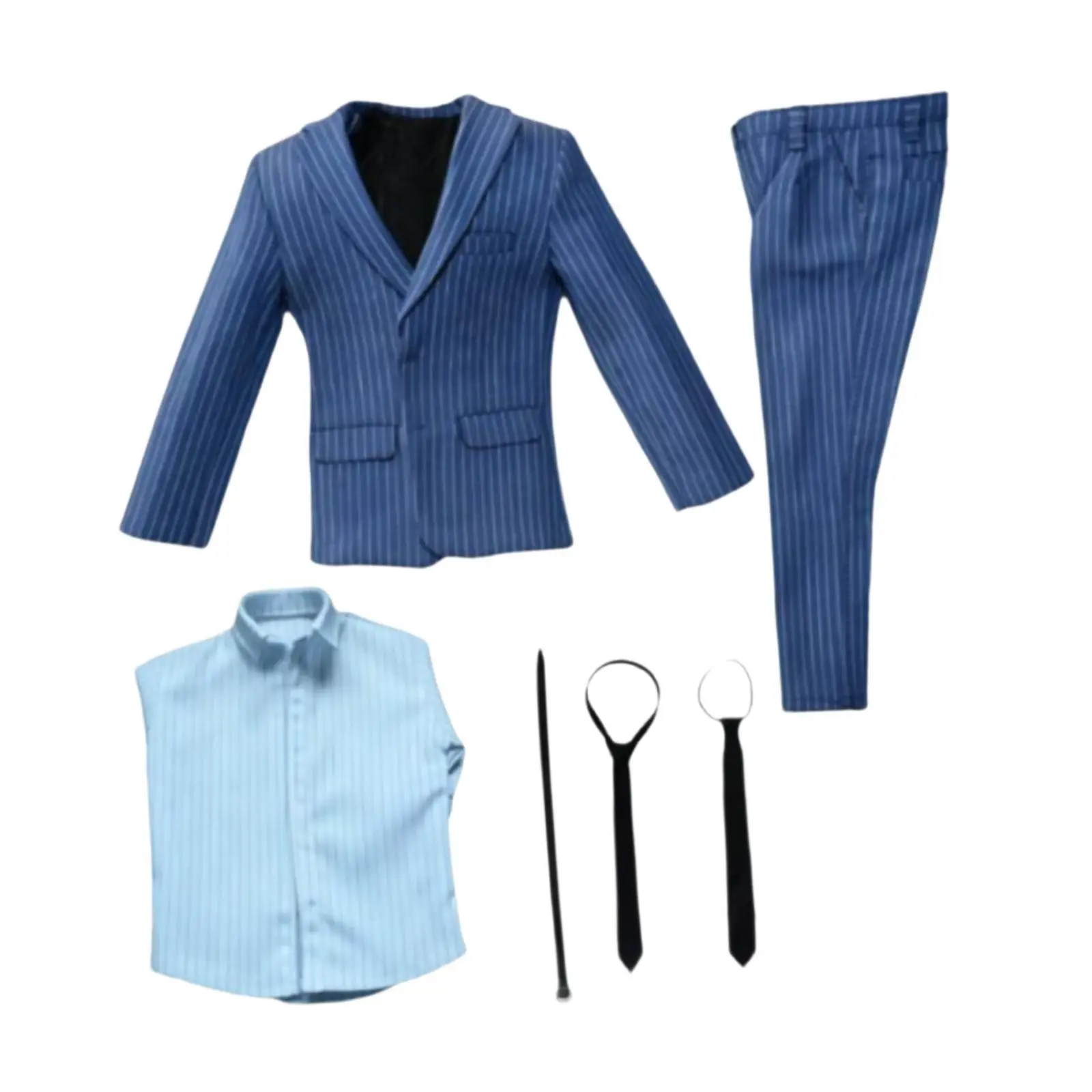 

1:6 Formal Suit Realistic Top Coat with Trousers with Belt and Tie Jacket Pants Set for 12in Doll Model Action Figures Accessory