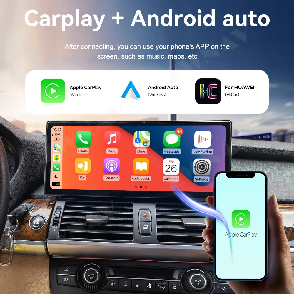 Android 14 Carplay 12,3 Zoll Autoradio Display Touchscreen Für BMW X5X6 E710/71 2007-2010 GPS Navigation Auto Multimedia Player