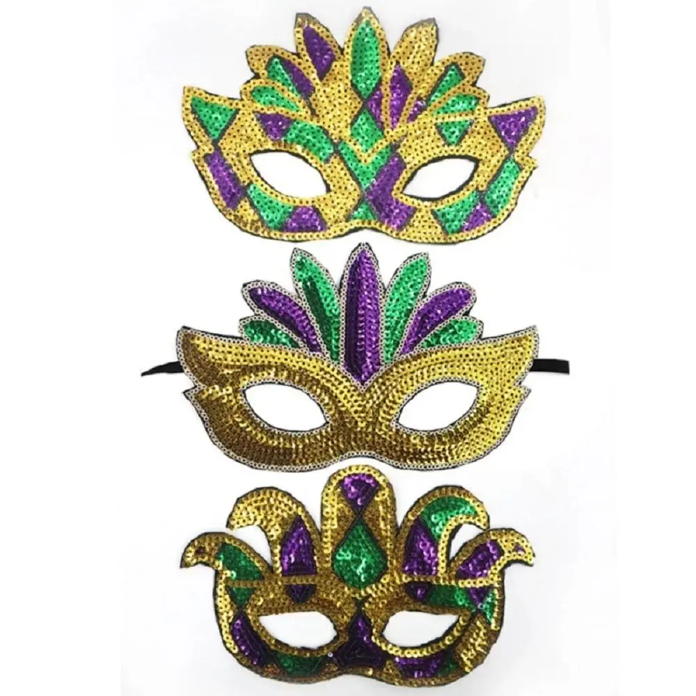 Princess Party Supplies Sequins Mask Glitter Bling Color-Matching Half Face Mask Makeup Plastic Venice Masquerade Masks Show