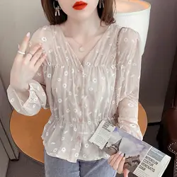 Camicia in Chiffon a maniche lunghe abbigliamento primaverile e autunnale da donna nuovo temperamento alla moda Top camicia Versatile in stile occidentale