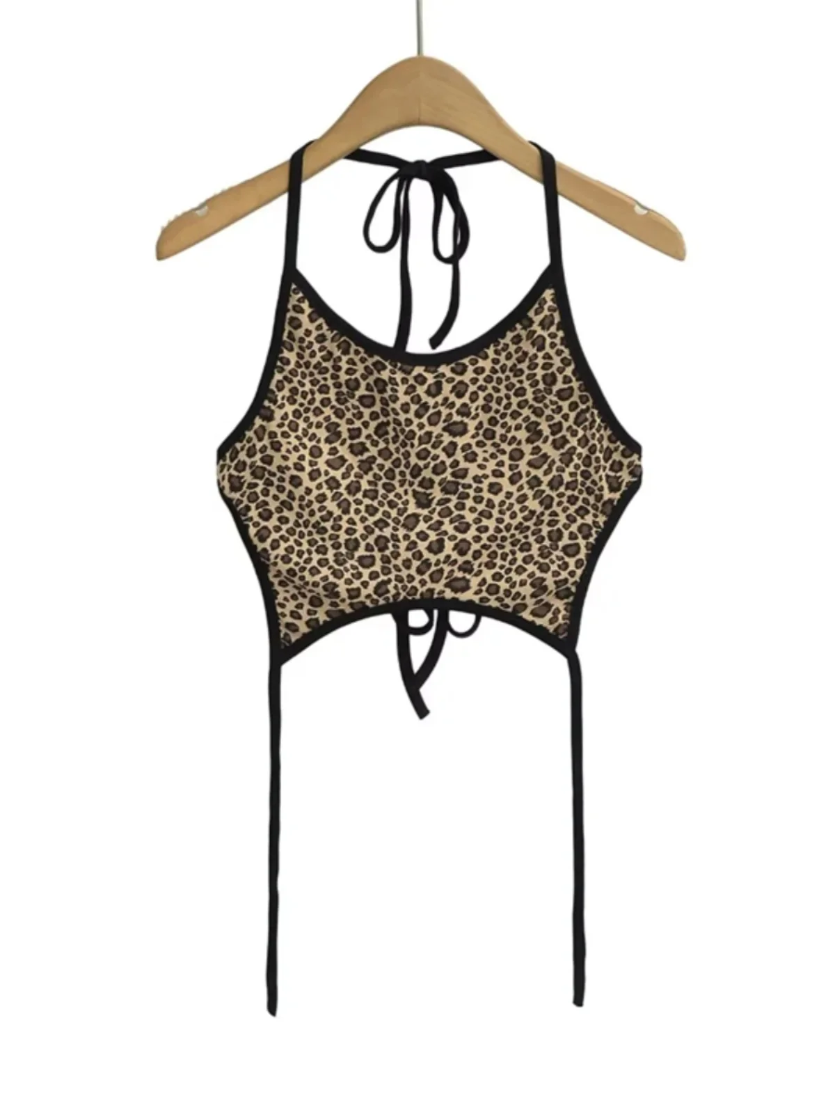 

Street Sle Slim Fit Leopard Print ter Ne Strap Vest Women Sexy Belly Baring ort Top Trendy Girl Outfit Summer 2024