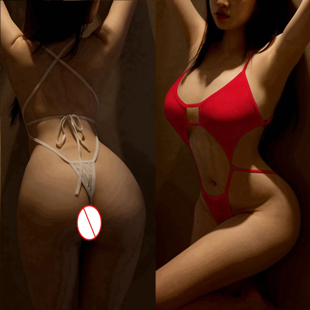 Body perizoma da donna sexy trasparente con scollo all'americana per costumi da bagno, feste o vacanze al mare in tessuto di seta ghiaccio bianco rosso nero
