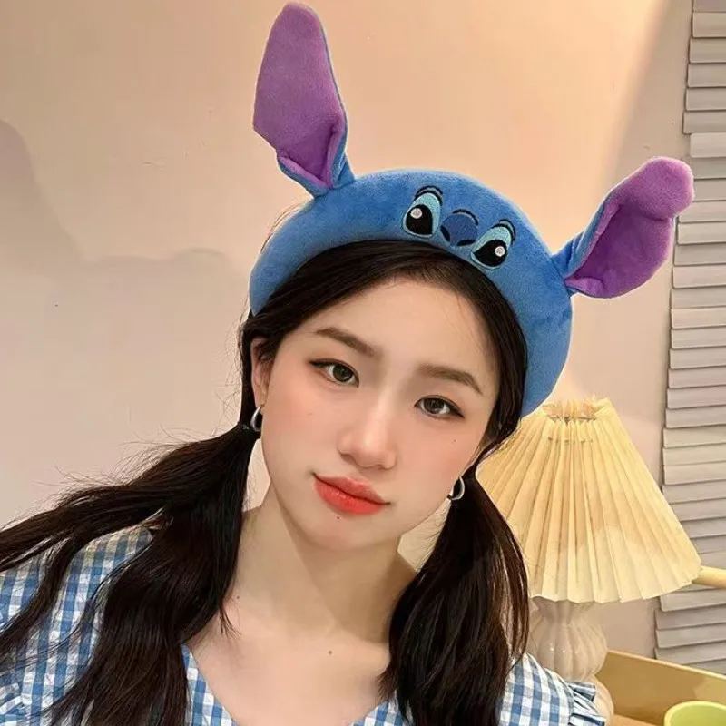 Disney Stitch Woman Hair Band Girl Anime Cute 3D Hair Band Cartoon Ear Amusement Park Headband Wash Face Hair Band Gift