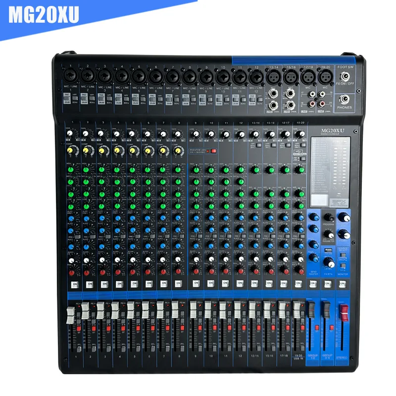 야마하용 오리지널 DJ 믹서 콘솔, MG16XU 16 채널 오디오 믹서, USB 및 효과 포함, 16 입력 스테레오 아날로그 믹싱 콘솔