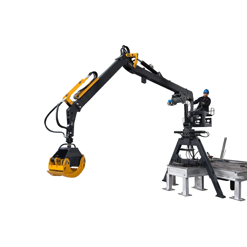 Customized Forestry Machine Trailer Mounted Log Grapple Hydraulic Manipulator Folding Arm Log Grab Crane