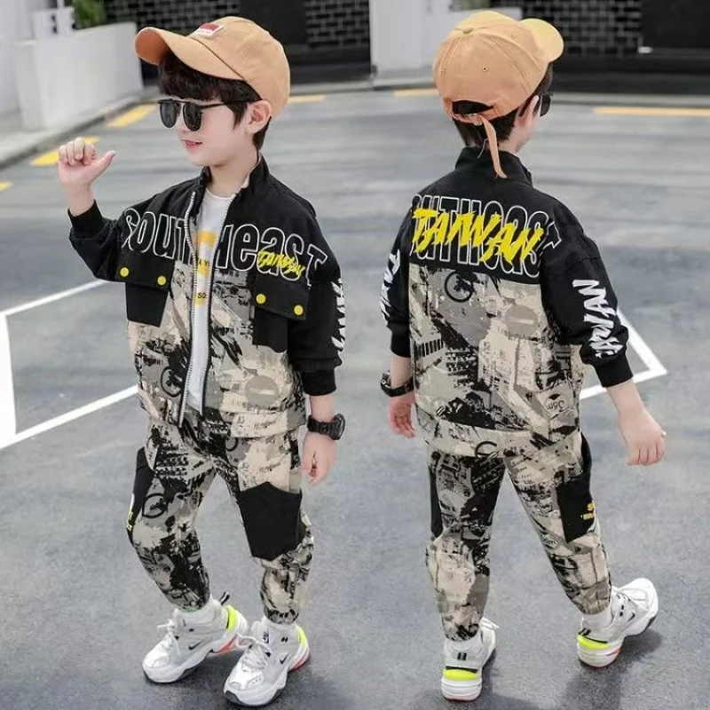 2025 الأولاد التمويه دعوى ربيع الخريف جديد تشونغدا الأطفال البيسبول دعوى قطعتين مجموعة الأطفال التمويه الصيف مخيم البدلة #5