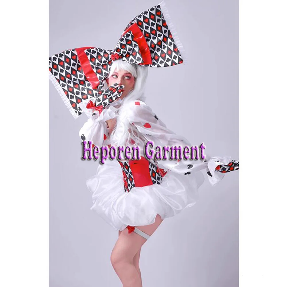 Customized Halloween Fool\'s Day Clown Performance Assembly Cute Bow Knot Poker Bar Party Tour Dancer Costumes Without Shoes