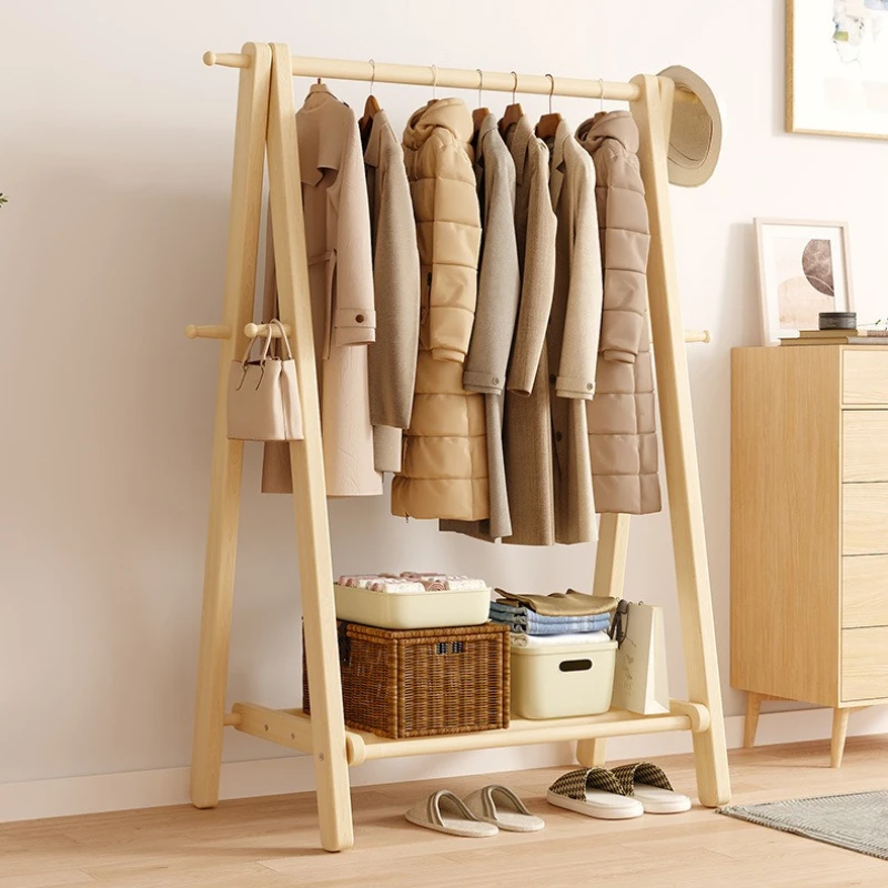 Coat Rack Standing - Solid Wood Free Standing Wardrobe Armoire