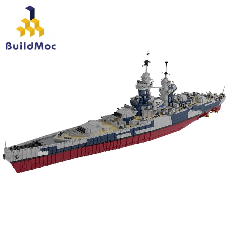 

Battleship Building Blocks Set French Battleship Richelieu Ship Brick Building World War Warship Boat Model Toy for Children