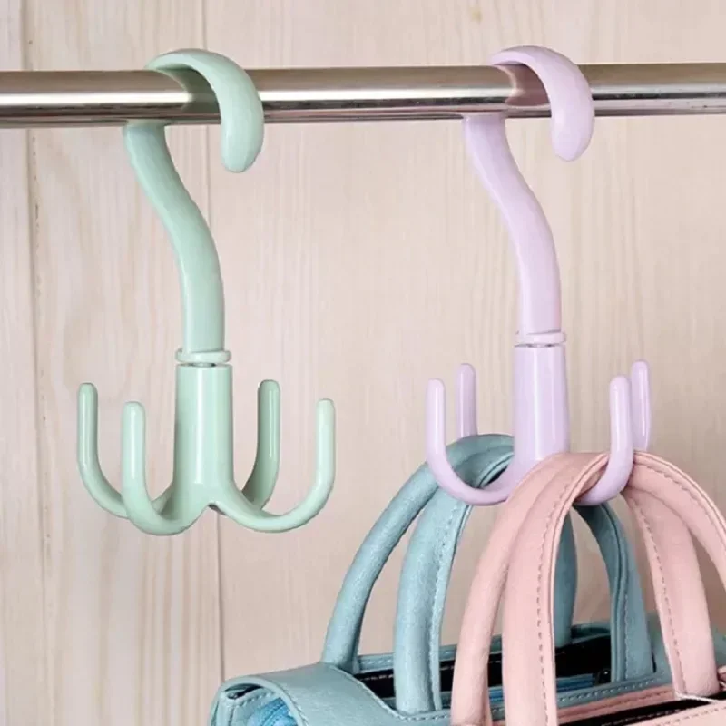 1PCS Creative Multifunctional Rotatable Four Claw Hooks Coat Hanging Bags Scarf Wardrobe Storage Hangers Doorway Hangers Bags