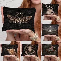 Black and White Deer Fox Mystery Serie Bag Organizer Cosmetic Bag Travel Necessity Organizer Make Up Bag Woman Toilet Bag Pouch