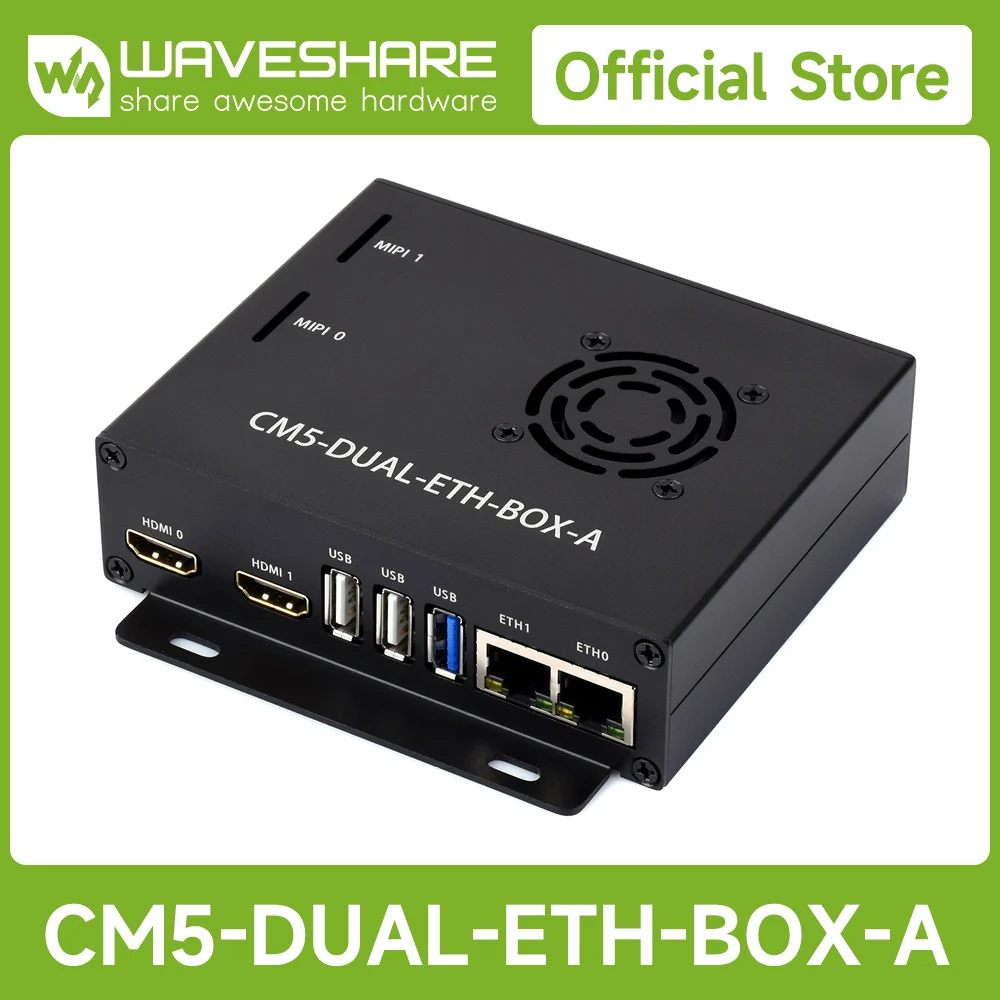 Waveshare Gigabit/2.5G Dual Ethernet Base Board For Raspberry Pi CM5. Dual RJ45 Ethernet Ports, Supports Dual 4K Display Outputs