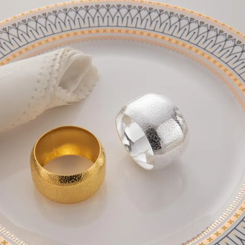 Hammer Pattern Metal Napkin Rings Reusable Fadeproof for New Year Dinner Wedding Table Decoration
