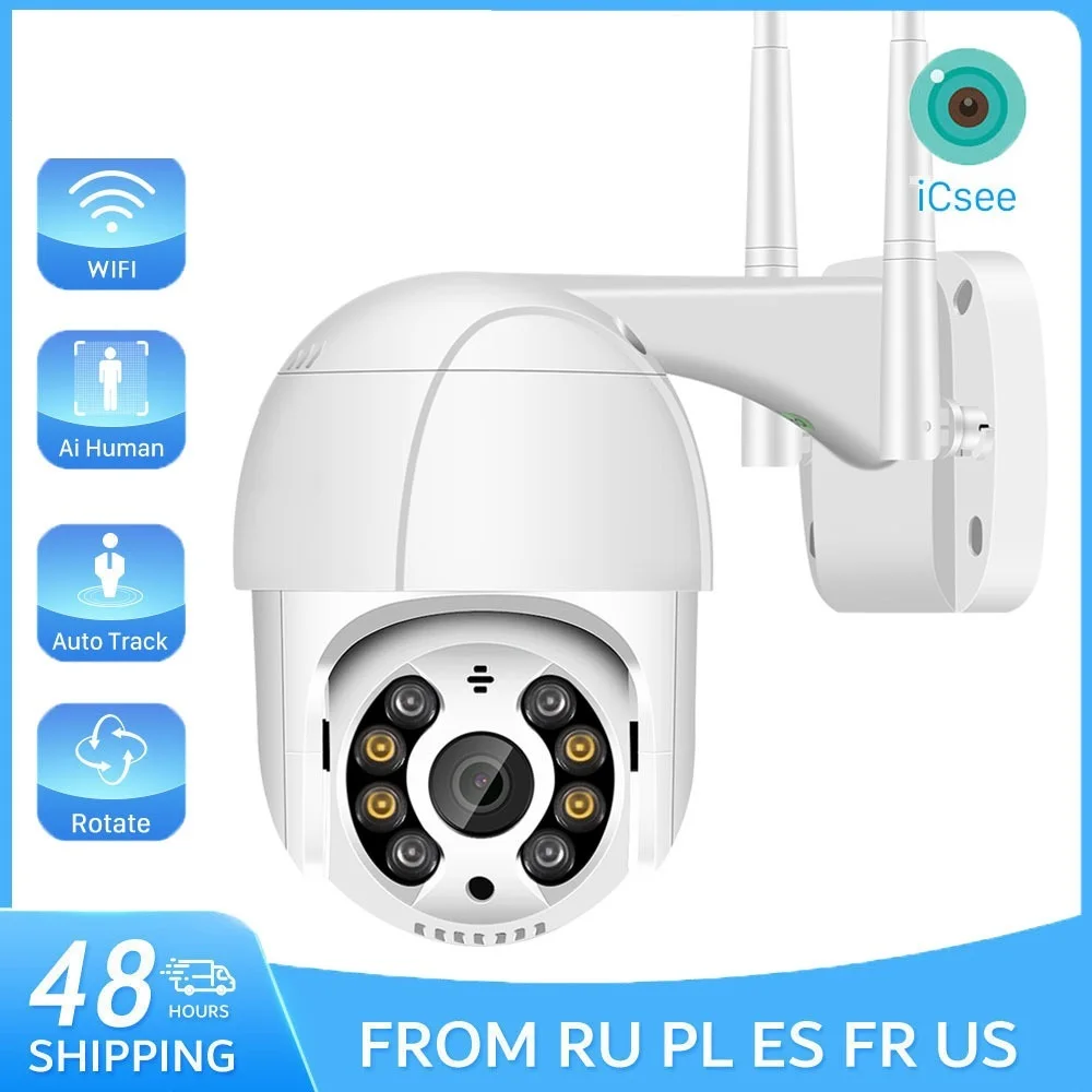 New PTZ IP Camera WIFI Outdoor Speed Dome Camera 4X Zoom CCTV Night VIsion 8MP 5MP 3MP 1080P Video Surveillance ICsee Home