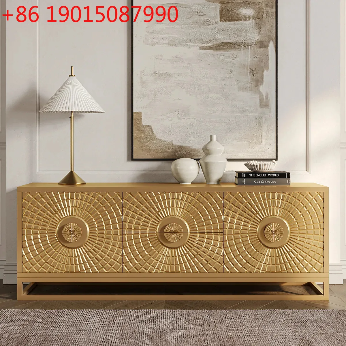 

Легкий роскошный телевизор у стены, боковой шкаф, входной шкаф из массива дерева для гостиной, спальни