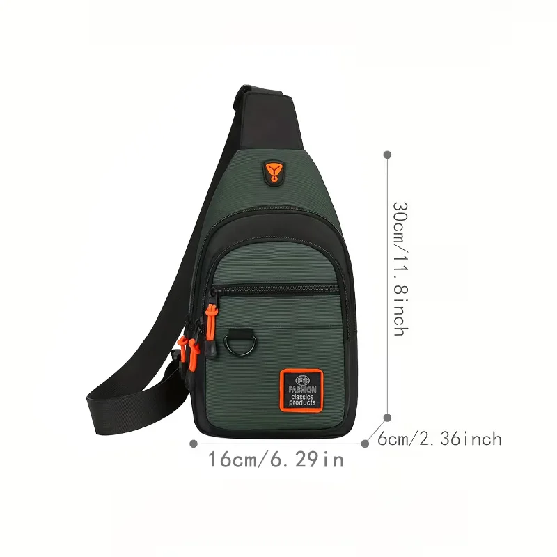 Men Outdoor Sling Chest Bag, Large Capacity One Shoulder Crossbody Pack, Trendy Waterproof Casual Daypack for Hiking