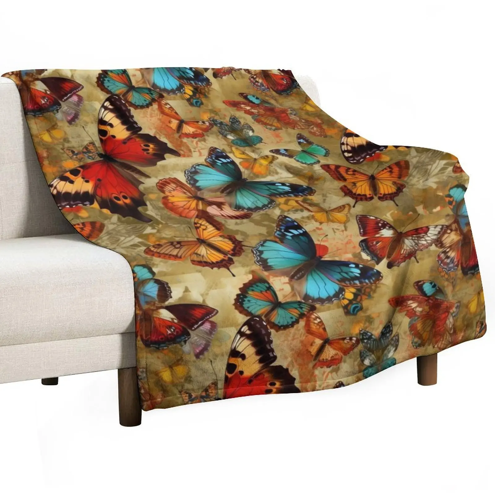 Embrace the Beauty of Bold Colors with Butterfly Prints Throw Blanket Beautifuls Quilt Decoratives Tourist Cute Vintage Blankets