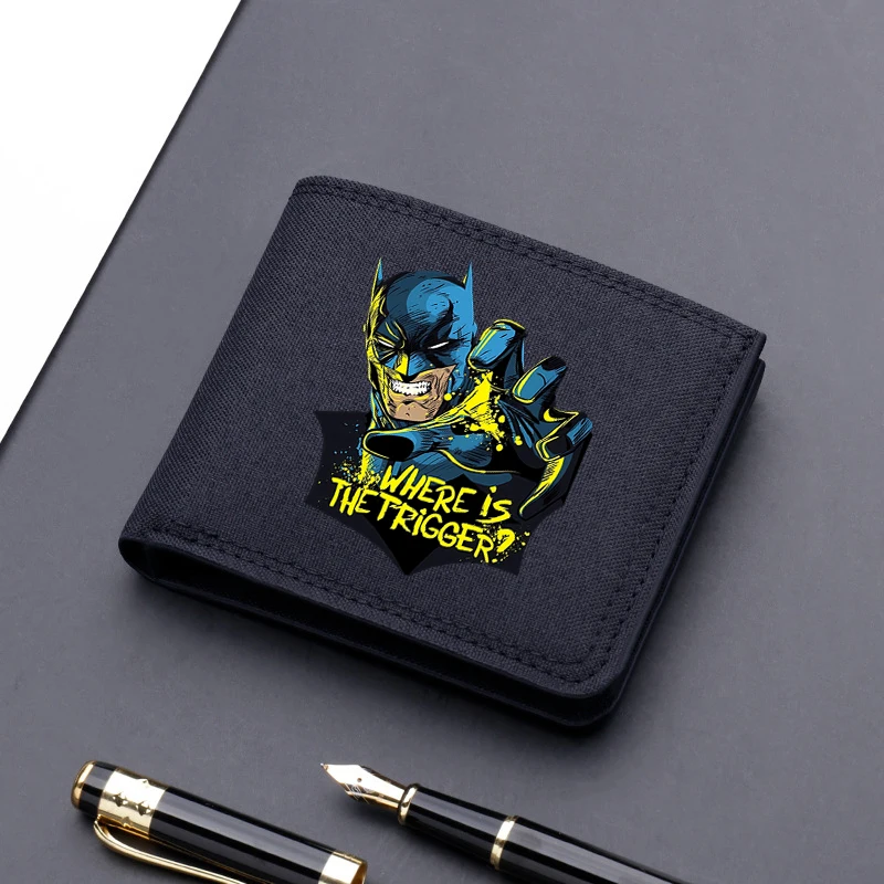 Batmaned Men Square Nylon Wallet Anime Character Card Holder The Dark Knight Cartoon Portable Multi Function Money Clip Gifts view 6