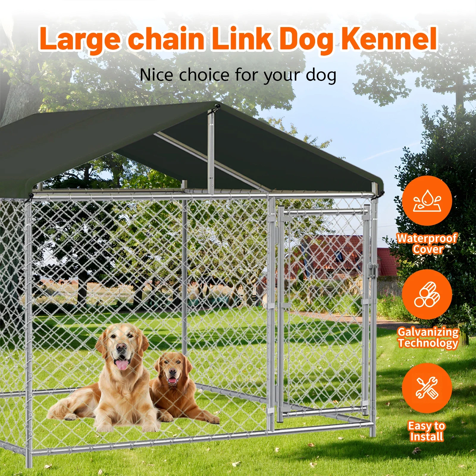 

Customized Large Outdoor Dog Kennel, 10x10 Heavy Duty Outside Dog Kennel With Roof, Galvanized Steel Dog Kennel Fence For All We