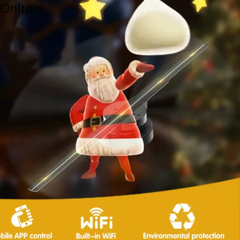 3D Hologram Fan 42CM WiFi 3D Holographic Projector Advertising Display Light HD Holographic Projector for Stores Bars Party Xmas