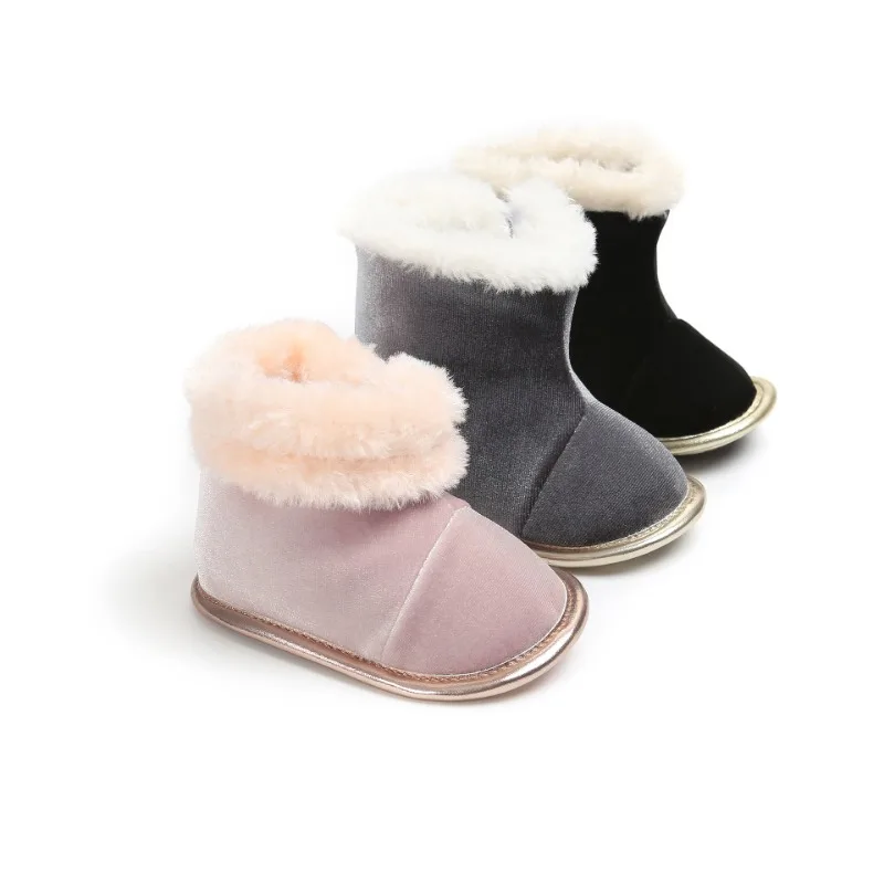 Newborn Baby Cotton Boots Thick Plus Velvet Baby Girl Shoes Toddler Boy Warm Short Boots Infant Soft Sole Crib Shoes Prewalker