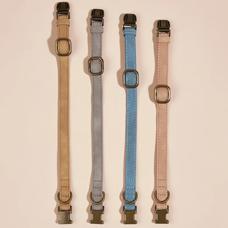 1Pcs Adjustable Matte PU Leather Collar for Cats & Small Dogs
