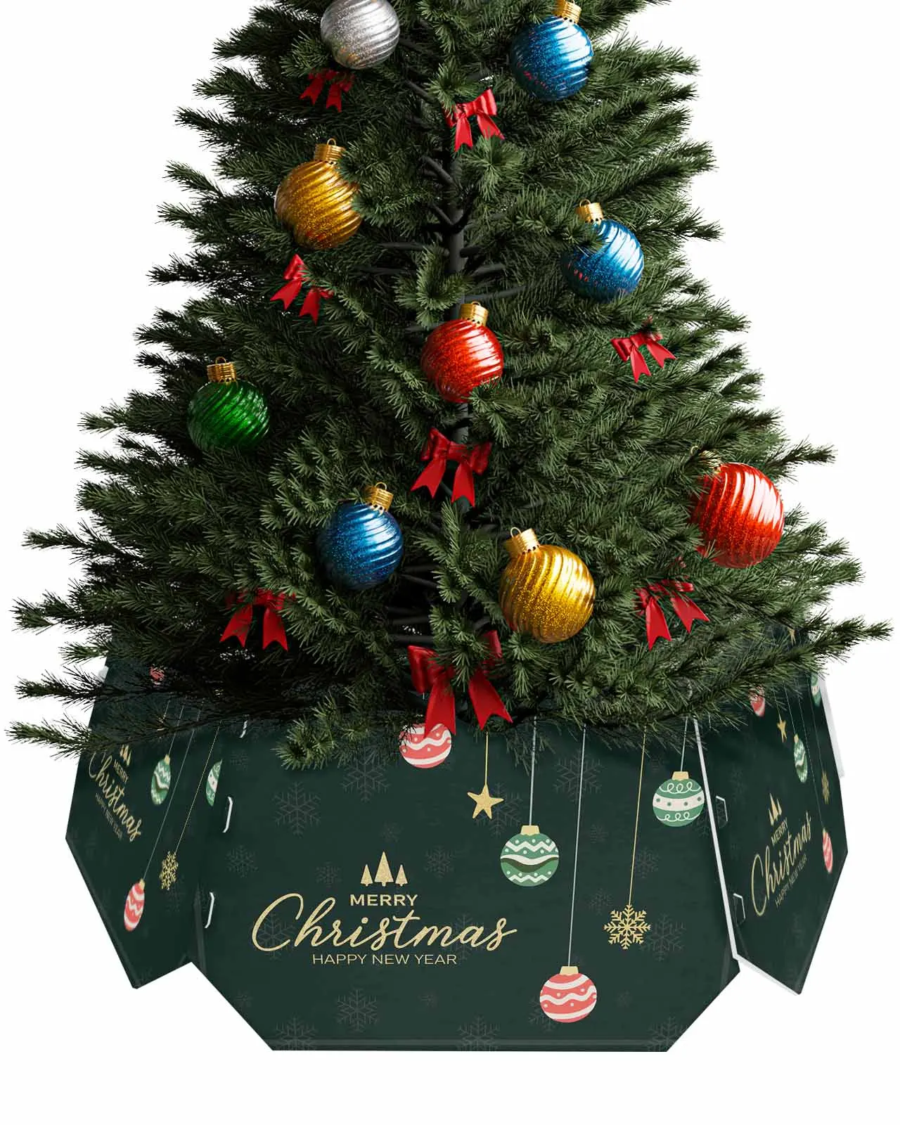 Christmas Snowflake Alphabet Christmas Tree Creative Printed stereoscopic Tree Bottom Decoration Festival Party Tree Skirt