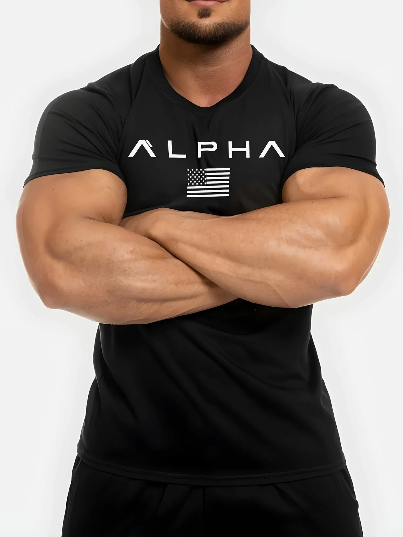 Lente en zomer Pure kleurenprint Sport Fitness T-shirt met korte mouwen Heren O-hals Stretch Training Oefening T-shirt top
