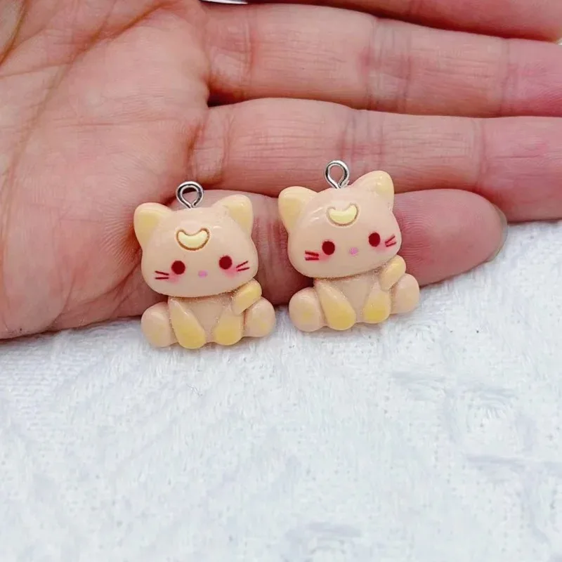10PCS Cartoon Cute Animal Cat Pendant Resin Jewelry Making DIY Earrings Keychain Phone Necklace Discovered