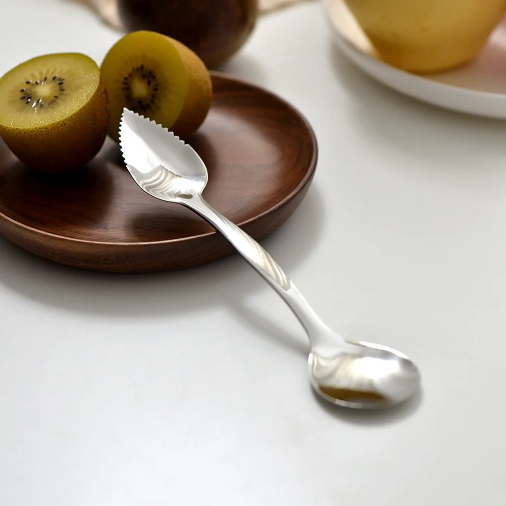 

2pcs Stainless Steel Spoons Double Fruit Scoop Serrated Edge Large Size Ergonomic Handle for Watermelon