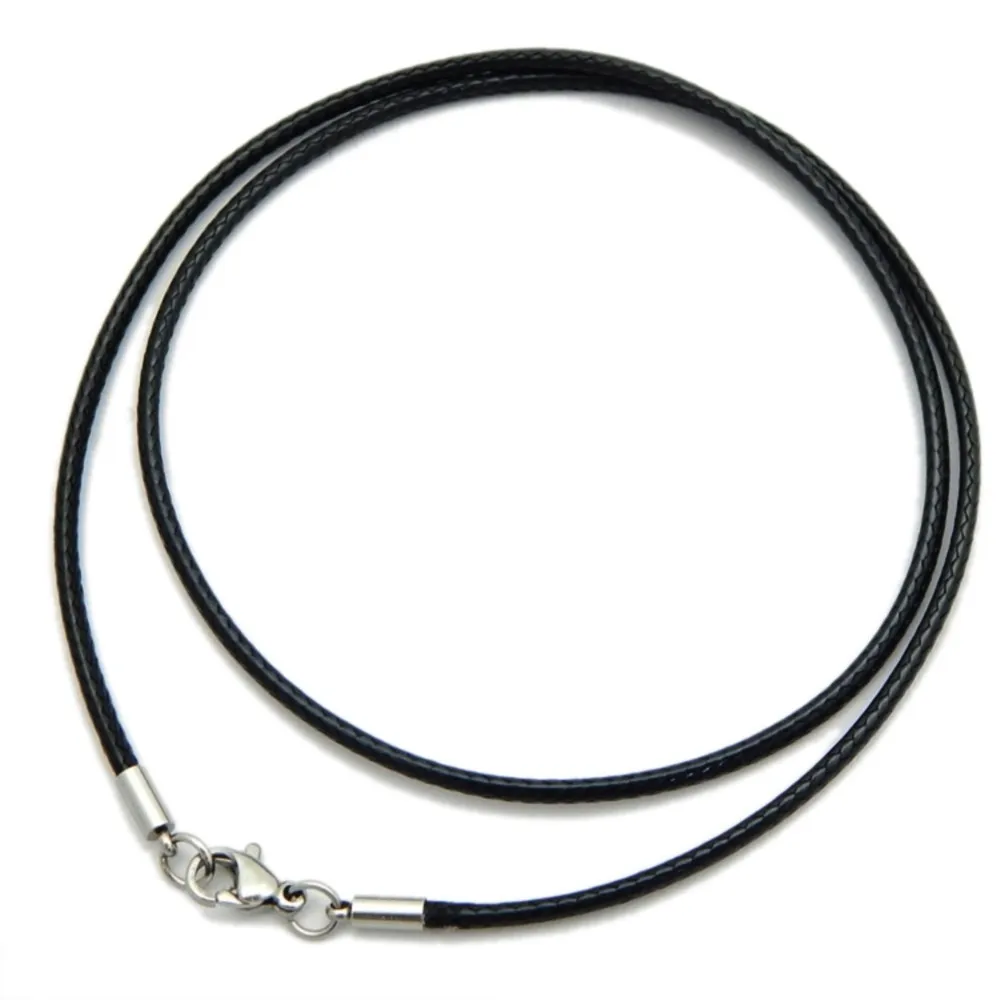1/1.5/2/3mm Waterproof Braided Leather Chain Cord Rope Necklace with Stainless Steel Clasp for DIY Pendant Jewelry Making Men image 4