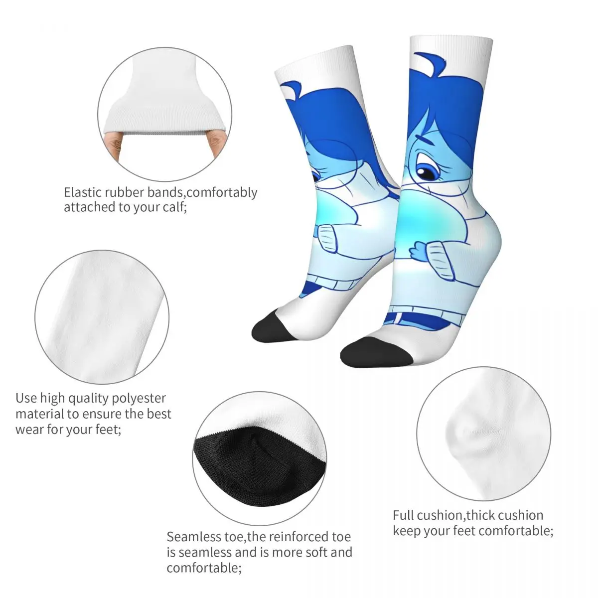 Autumn Winter Cool Men's Women's Inside Out Sadness Face Socks Breathable Basketball Socks