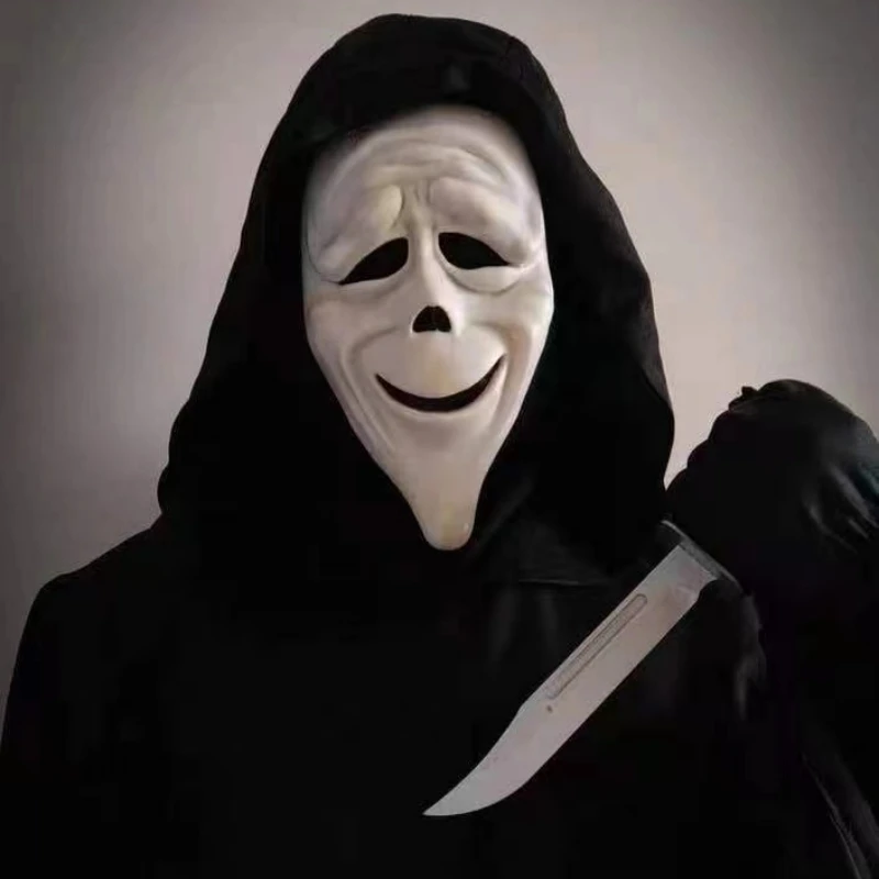 

Screaming Grimace Latex Mask with Hood horror movie Halloween Horror makeup Killer