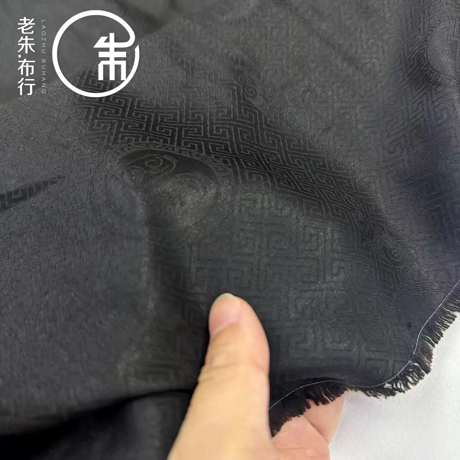 Four Warp Twisted High-End Black Chinese Style Flower Silk Real Silk Gambiered Guangdong Silk Material Cheongsam Top Fabric